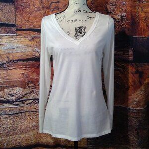 Mossimo Supply Co. Women's White V-Neck Long Sleeve Shirt